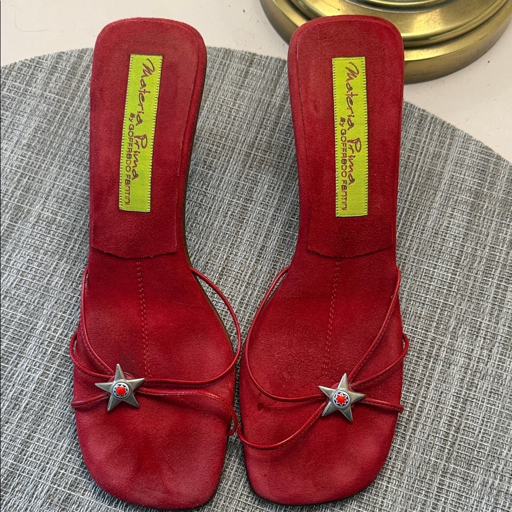 Red Suede Star-Accent Heeled Sandals by Goffredo Fantini - Picture 3 of 7